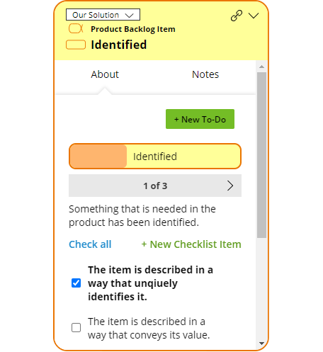 Example Alpha State Checklist to Track Progress