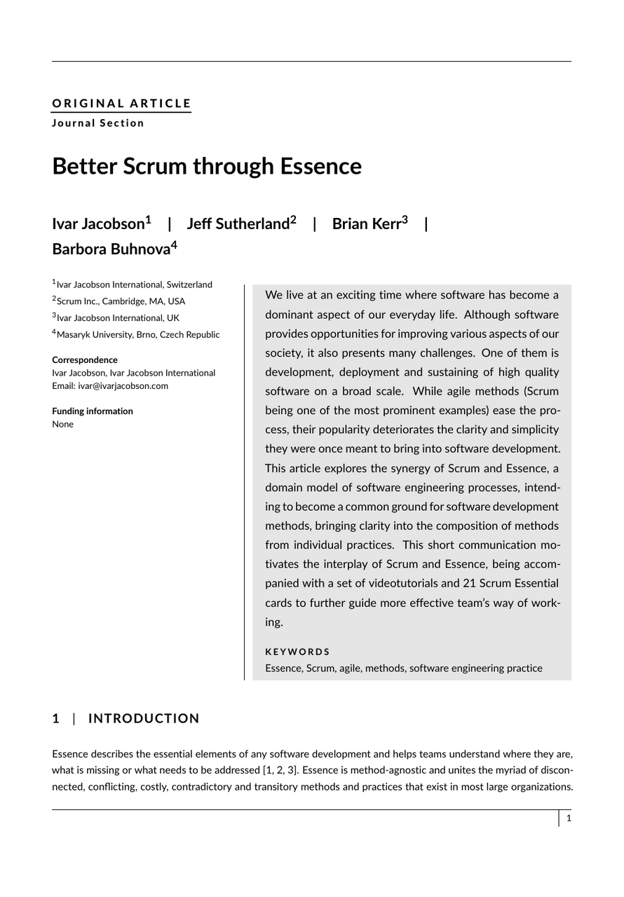 Better Scrum Through Essence - The White paper