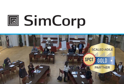 Image of the SimCorp corporate logo.  Provides access to an IJI case study explaining how IJI helped SimCorp undertake a full-scale transformation to the Scaled Agile Framework (SAFe).