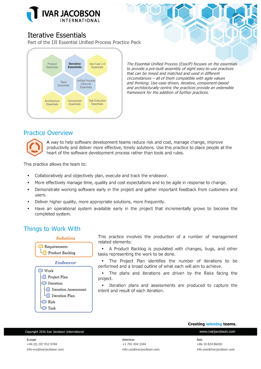 Iterative Development introduction - essential practices flyer