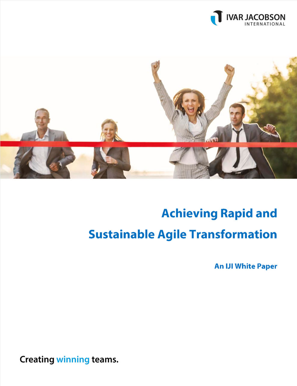 An image of the front cover of our White Paper entitled "Achieving Rapid and Sustainable Agile Transformation"