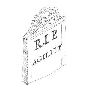 Tombstone with Rest In Peace Agility carved in it