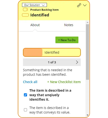 Example Alpha State Checklist to Track Progress