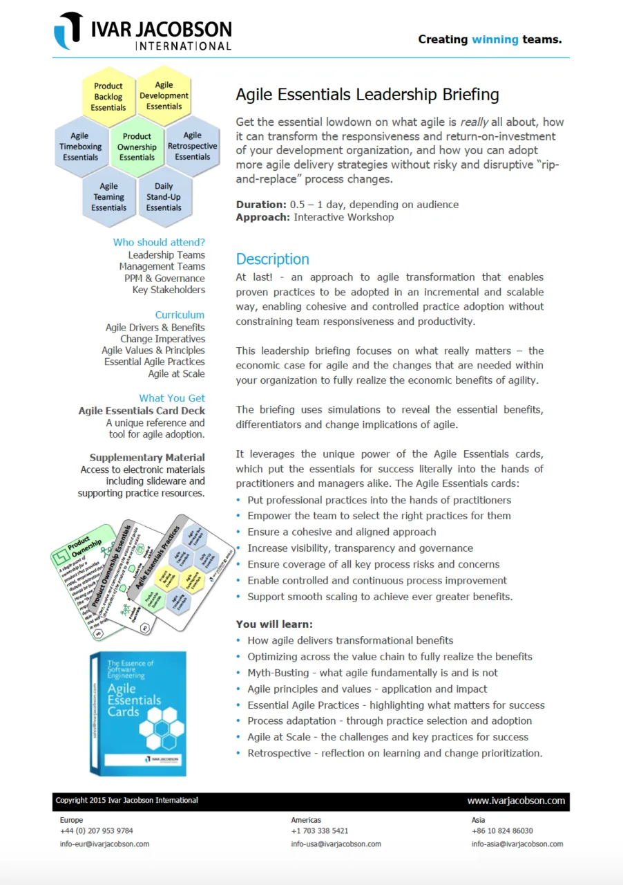 Agile Essentials Leadership Briefing