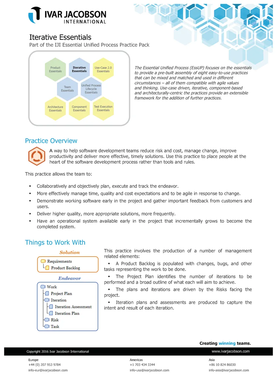 Iterative Development introduction - essential practices flyer