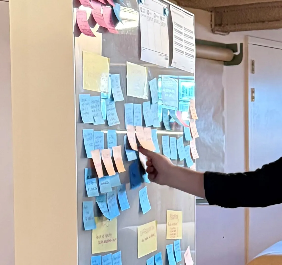 Sticky notes on a wall