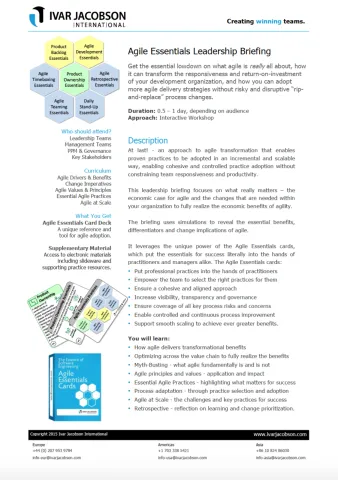 Agile Essentials Leadership Briefing