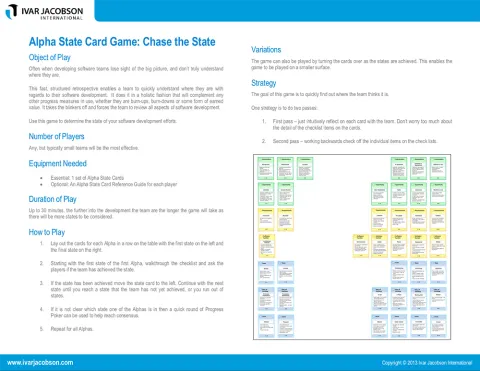Chase the State Alpha Card Game from Essence Agility Toolset