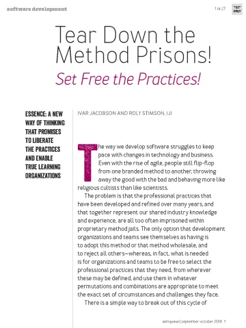 Agile Software Development Method Prisons - Tear down the prison article