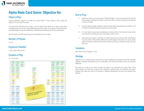 Agile Gaming Objective Go: Alpha State Card Game