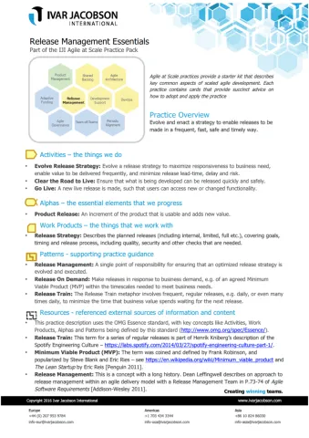 Learn about Agile Release Management Practices - Agile Coaching Tools from Essence Agility