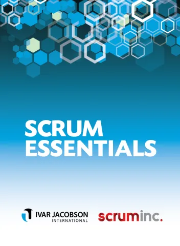 Picture of the box cover of a pack of Scrum Essentials Essence based cards.  Co-designed by Ivar Jacobson International and Scrum Inc.